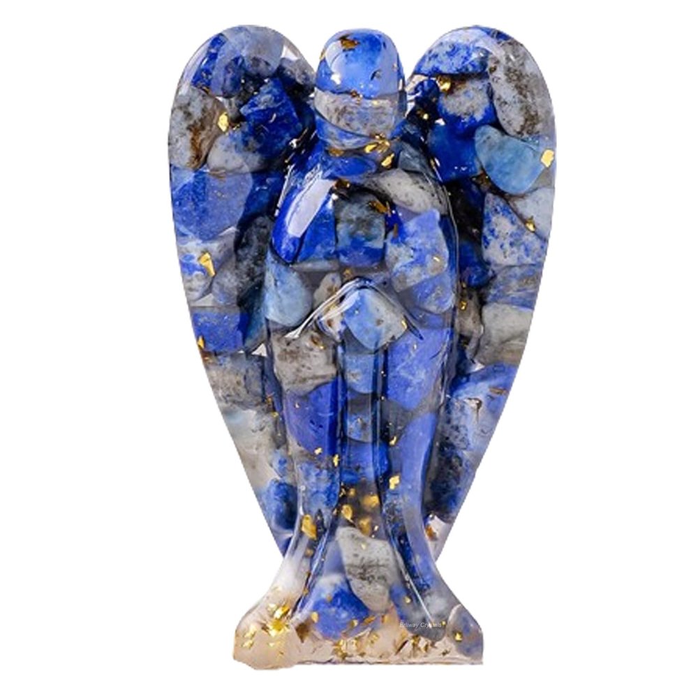Erliway Lapis Lazuli Crystal Resin Angel Figurine for Home Decor, 1 PC 3"