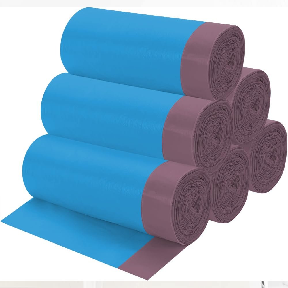 4 Gallon Drawstring Garbage Bags, Drawstring Trash Bags, Trash Bags for Office,Bathroom, Kitchen,Bedroom,6rolls/120 Counts(Blue)