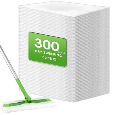 (300 Count) Sweeper Disposable Dry Sweeping Mop Pads Compatible with Swiffer Sweeper, Sweeper Dry Mop Pad Refills, Dry Mop Pad for Floor Mopping and Cleaning, Electrostatic Cloths, 12.2 x 8.66 inch