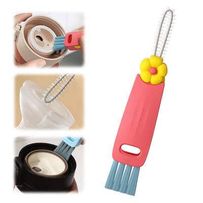 3 in 1 Cup Lid Cleaning Brush,2024 New 3 in 1 Multifunctional Cleaning Brush Portable Cup Lid Cleaner with Brush,Crevice Cleaning Brush Set for Baby Bottle Gap Tight Spaces Cup(D)