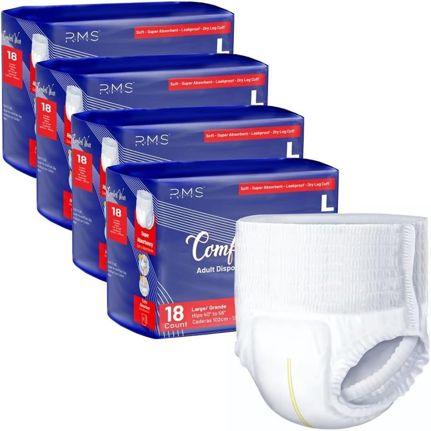 Comfort Wear Incontinence Adult Pull-Ups Large (4056), 72 Count | Leak-Cuff Protection Incontinence Underwear with Extra Absorbency 10g SAP & Wetness Indicator for Men & Women