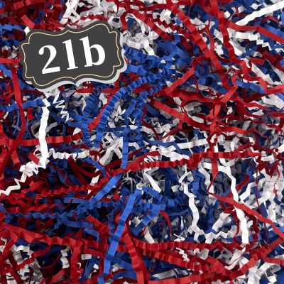 ZEBMOON 2 LB Red White Blue Crinkle Cut Paper Shred Filler Great for Gift Wrapping, Basket Filling, Birthday, Wedding, Independence Day, 4 of July Party Decorations Filling Supplies