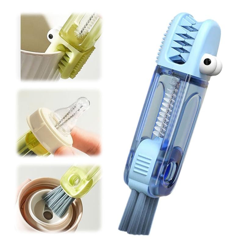 3 in 1 Cup Lid Cleaning Brush,2024 New 3 in 1 Multifunctional Cleaning Brush Portable Cup Lid Cleaner with Brush,Crevice Cleaning Brush Set for Baby Bottle Gap Tight Spaces Cup(B)