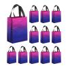 MECCANIXITY 12pcs Reusable Gift Bags, Tote Glossy Grocery Shopping Bag with Handles for Birthday Parties, Wedding, Christmas - 7.9"x9.8"x3.9"/ Purple Gradient view 1