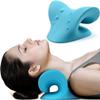 Neck and Shoulder Relaxer, Cervical Traction Device for Pain Relief and Cervical Spine Alignment, Chiropractic Pillow Neck Stretcher (Blue) view 1