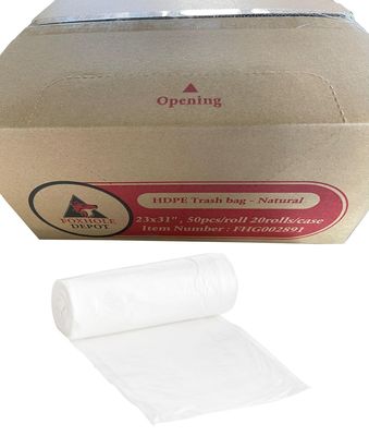 1000 Counts 12-16 Gallon 0.3 mil High-Density Trash Bags Can Liners 23W x 31H, Natural