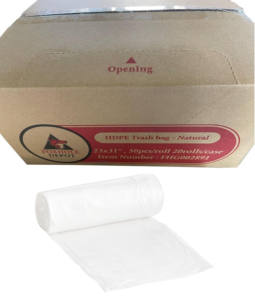 1000 Counts 12-16 Gallon 0.3 mil High-Density Trash Bags Can Liners 23W x 31H, Natural