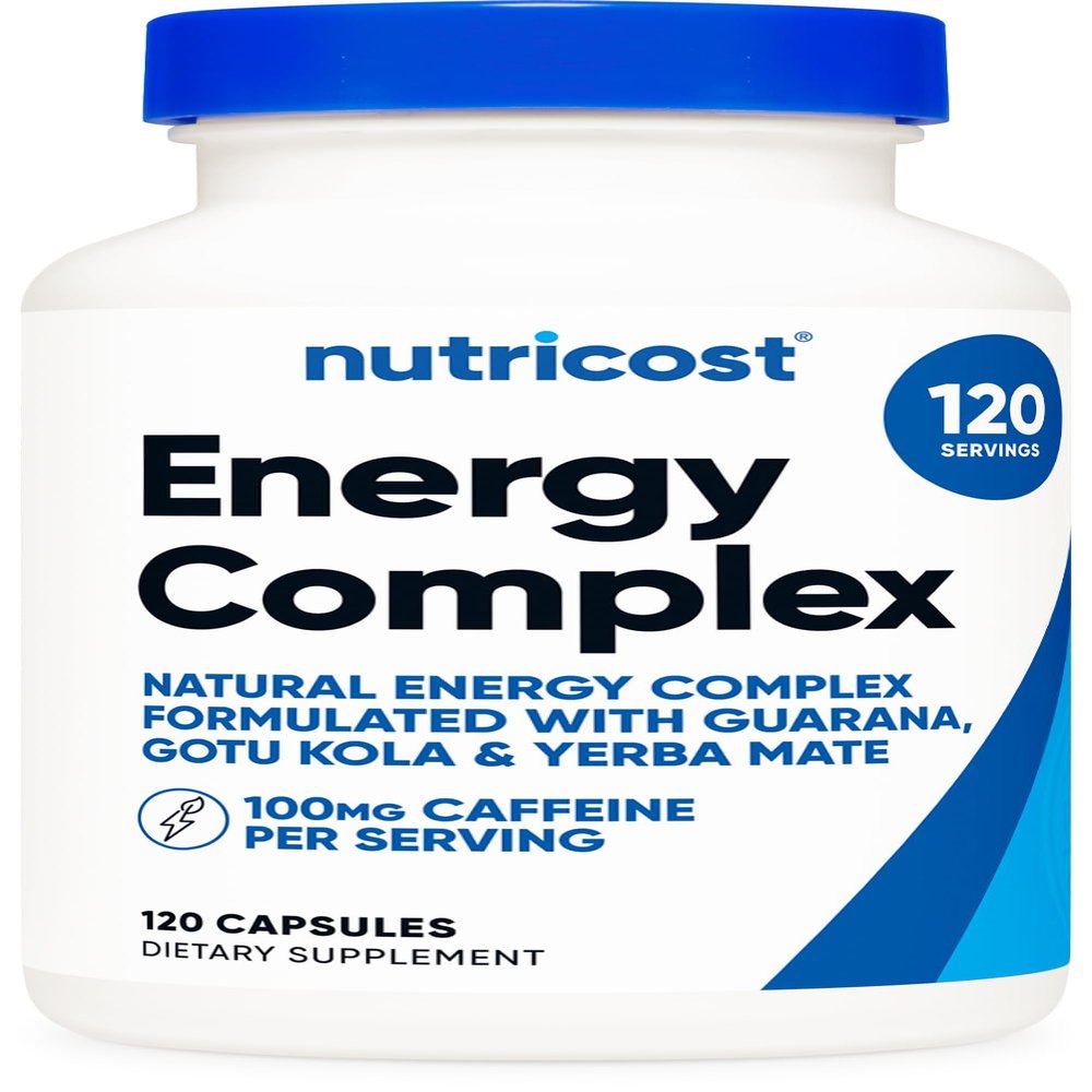Nutricost Natural Energy Pills Complex 120 Capsules, 100mg Caffeine - Gluten Free - Non-GMO