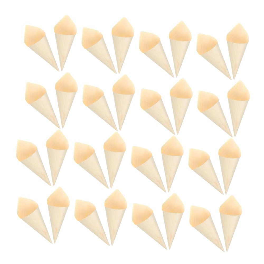 CATIEBYE 50pcs Mini Cones for Ice Cream and Charcuterie Rustic Food Serving Cones for Parties Catering and Restaurants for Appetizers and Desserts