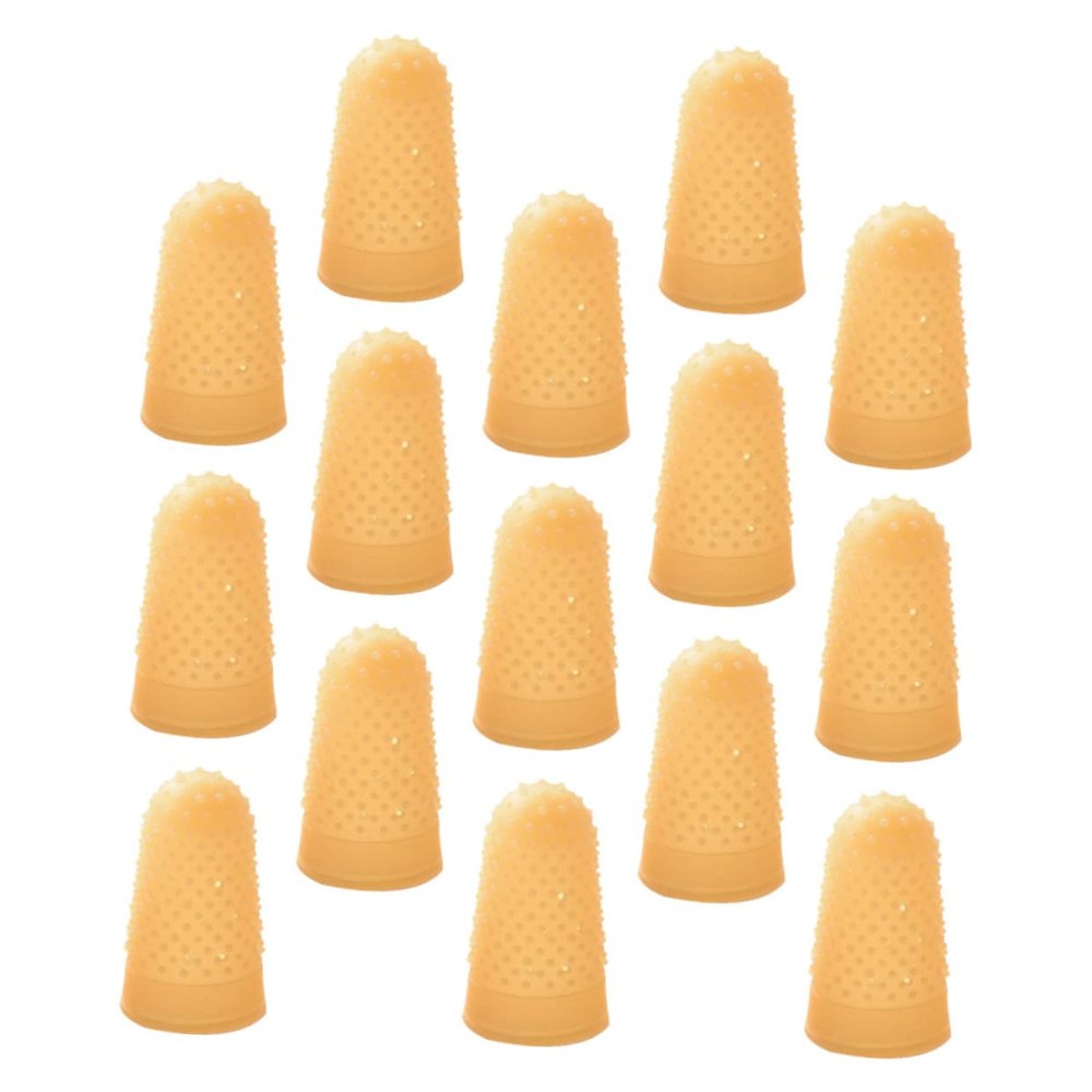 SOESFOUFU 25pcs Static Rubber Finger Covers for Banknote Counting and -Resistant Beige Reusable Protective Sleeves for Electronic Repair and Sorting Tasks