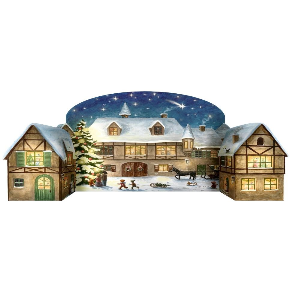 11751 - Calendar Calendar - Stand-up Christmas Eve in the Village with Topper - 10.5"H x 23"W x .01"D