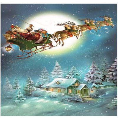 10440 - Calendar - Santa with Sleigh and Reindeer - 11.75"H x 8.25"W x .1"D