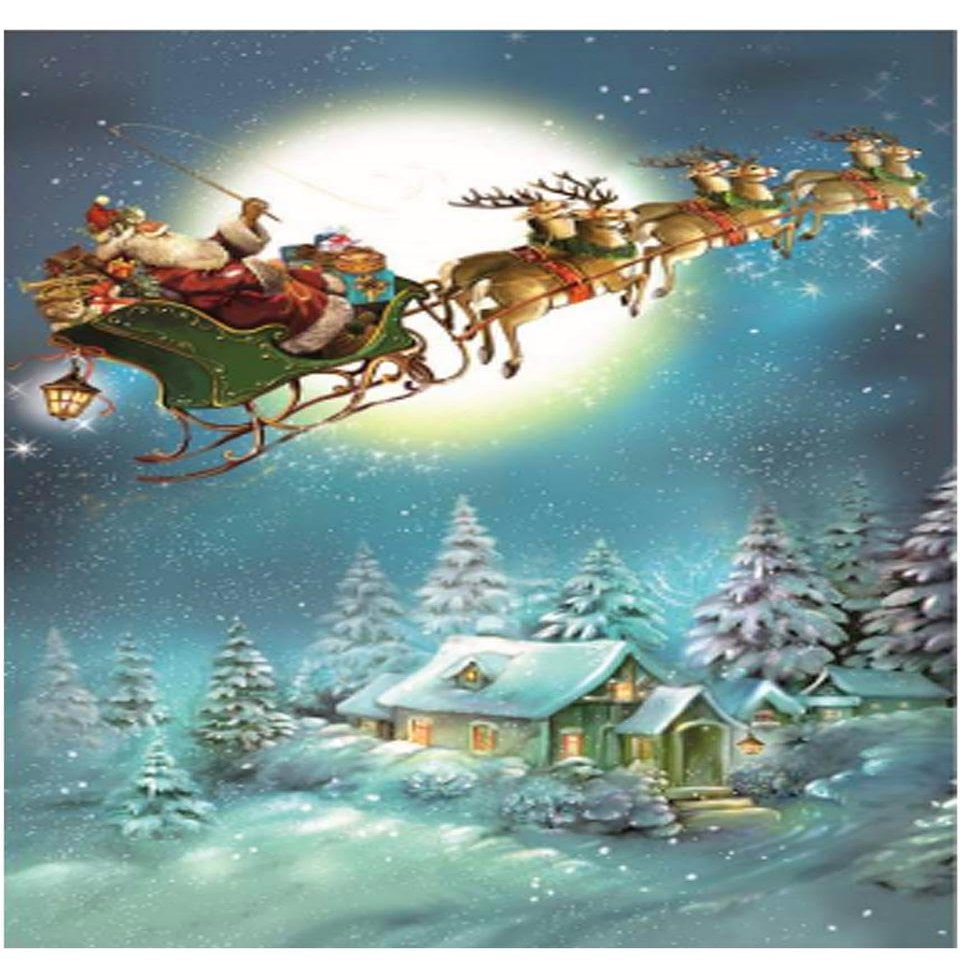 10440 - Calendar - Santa with Sleigh and Reindeer - 11.75"H x 8.25"W x .1"D