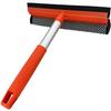 Shower Squeegee Window Squeegee Cleaner for Shower Doors Glass, 2 in 1 Window Cleaning Tool Window Scrubber Handheld Squeegee for Car Windshield with Sponge and Rubber Squeegee, Red view 1