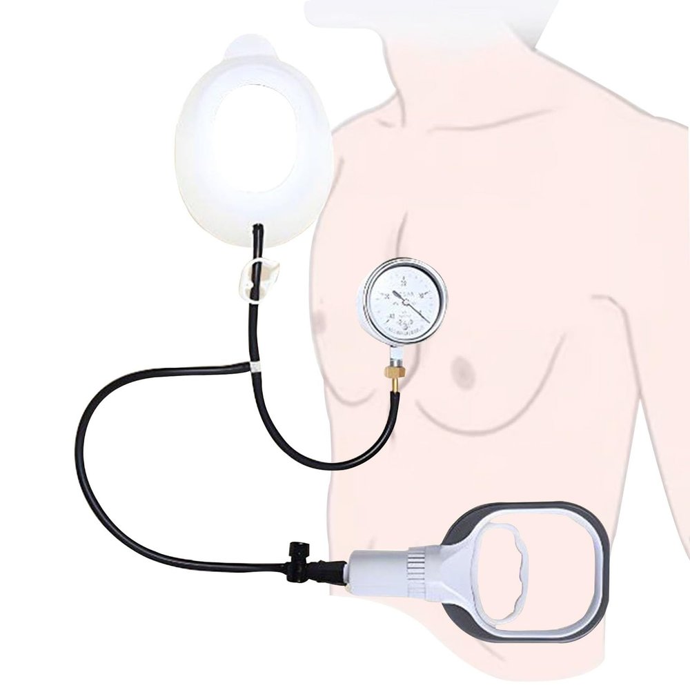 Vacuum Bell Pectus Excavatum - Physical Correction Pectus Excavatum Orthosis Brace,Real-Time Pressure Gauge Monitoring(Large)