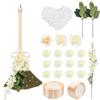 Bride and Groom Wedding Broom Jumping Ceremony,DIY Wedding Broom,Wedding Decoration Jumping Broom with Ribbon Artificial Pearls Rose Delphinium Leaves Eucalyptus,Wedding Decoration Crafts view 1