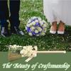 Bride and Groom Wedding Broom Jumping Ceremony,DIY Wedding Broom,Wedding Decoration Jumping Broom with Ribbon Artificial Pearls Rose Delphinium Leaves Eucalyptus,Wedding Decoration Crafts view 4