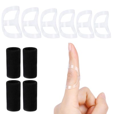 10Pcs Clear Oval Finger Splints & Sleeves Kit, 6 Graduated Trigger Finger Splint & 4 Finger Sleeves for Trigger/Mallet/Arthritis/Straightening, Finger Brace Support for Thumb/Middle/Ring/Index/Pinky(Size 1,2,3,4,5,6)