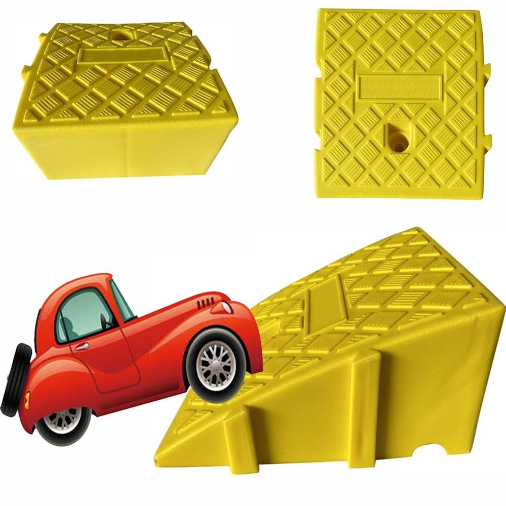 ZYXQQJ Wheelchair Ramps for Doorways 4" 5" 6" Rise Threshold Ramp Rubber Entry Ramp for Steps, Garage, Sidewalk, Shed Bike Ramp(Yellow,25 * 27 * 13cm/10 * 11 * 5in)