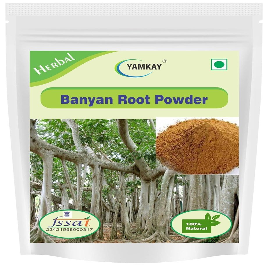 Yamkay Natural Banyan Root Powder | Indian Banyan Root | Ficus Indica | 100% Natural (700 GM, Banyan Root Powder)