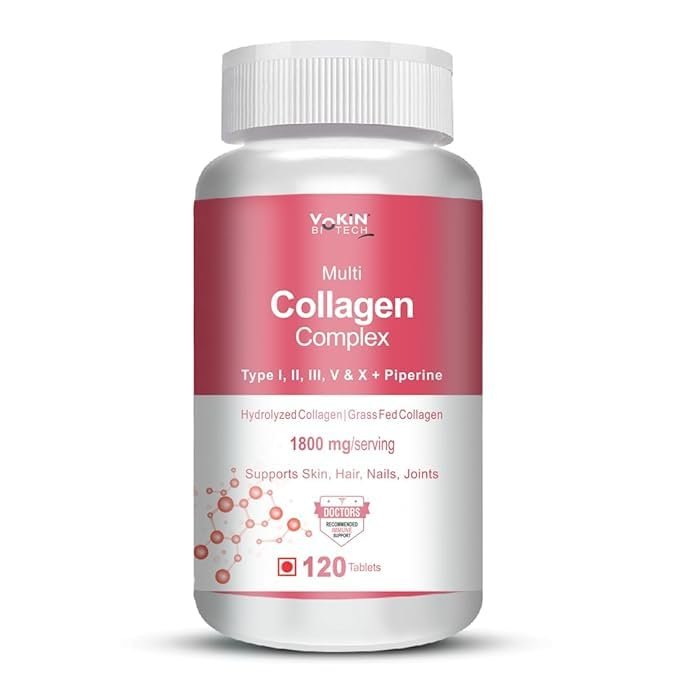 Biotech Multi Collagen Complex Peptide with All 5 Types I, II, III, V & X Supports Skin, Hair, Nails & Joints 120 Tablets