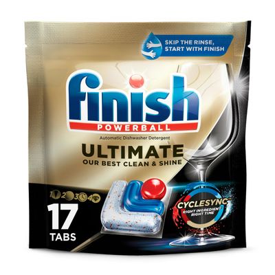 Finish Ultimate Dishwasher Pods, No Pre-Rinse Dishwasher Detergent Soap Removes Burnt-On Stain, with CycleSync Technology, Degreasing & Scrubbing Power, 17 Count