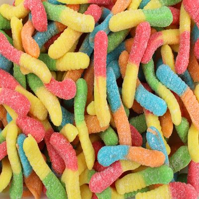 Sour Gummy Worms, Assorted Mini Sour Neon Gummy Candy, Bulk Gummi Worms by Queen City Candy Cave (8 oz)