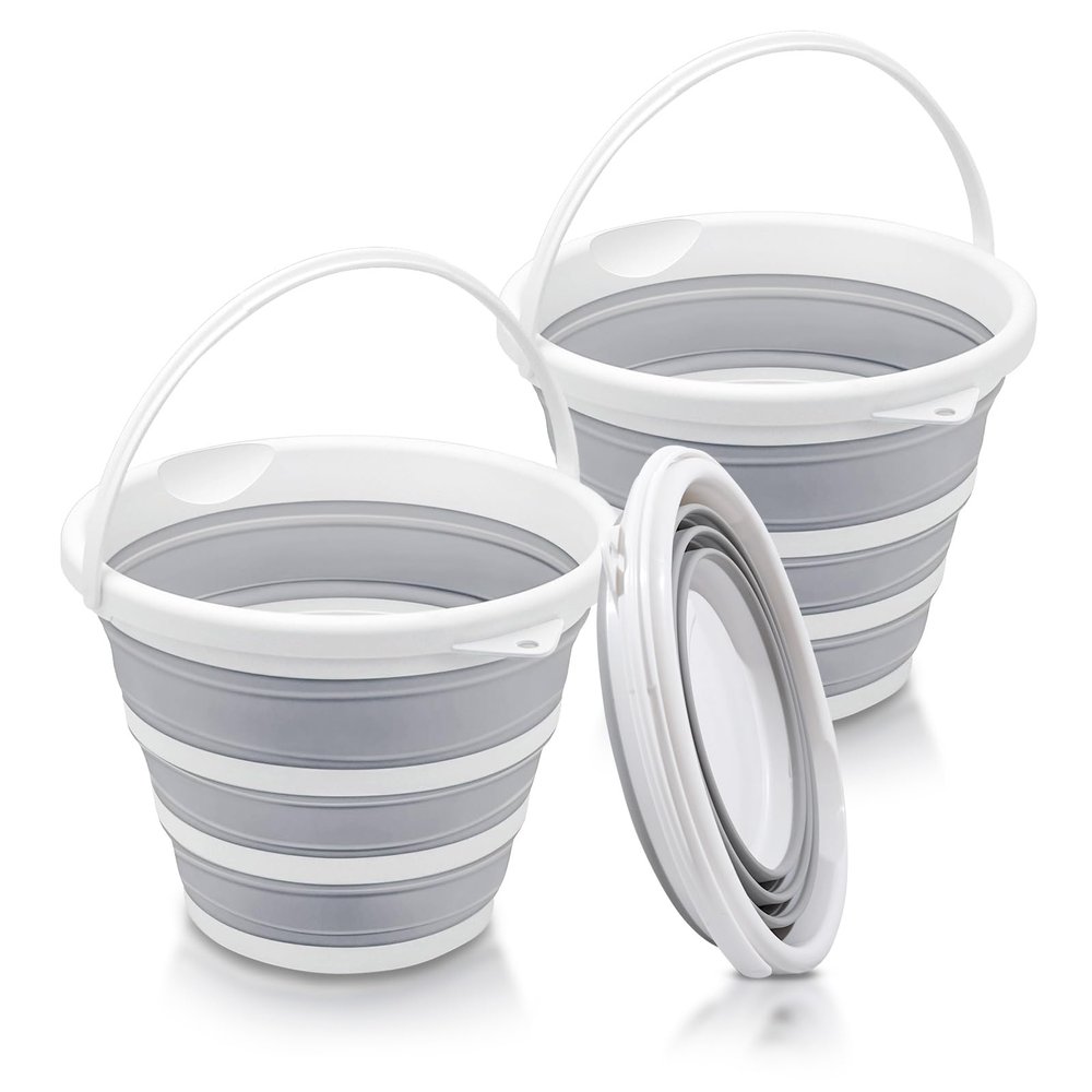 2-Pack Collapsible Buckets - 2.6 Gallon (10L) Large Capacity, Essential for RV, Garden Cleaning, Car Washing, Camping, Fishing, Multi-Purpose Durable Portable Buckets, Easy Storage, Use Anywhere