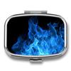 Blue Flame Pill Box Cute Square Pill Case Portable Medicine Tablet Vitamin Holder Organizer for Purse Pocket view 1
