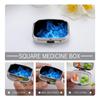 Blue Flame Pill Box Cute Square Pill Case Portable Medicine Tablet Vitamin Holder Organizer for Purse Pocket view 4