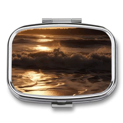 The Waves are Moving Pill Box Cute Square Pill Case Portable Medicine Tablet Vitamin Holder Organizer for Purse Pocket