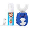 Electric Toothbrush Kids U Shaped with Specialized Foam Toothpaste, Fun Cartoon Dinosaur 360-Degree Cleaning IPX7 Waterproof Design (2-12 Age (Blue)) view 1