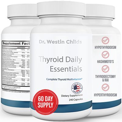 Dr. Westin Childs - Thyroid Daily Essentials - Multivitamin for Women & Men with Immune & Stress Support - Iodine, Zinc, Selenium, Fulvic Acid, Activated B Vitamins, K2, L-Tyrosine, Rhodiola - 240 Ct