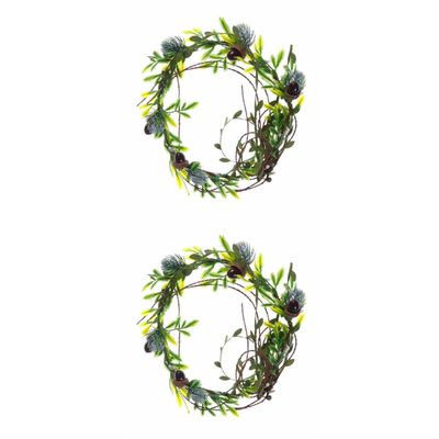 2pcs Holiday Rattan Wreat Xmas Leaves Wreath Forest Wedding Green Leaves Headpiece Wedding Headpiece Flower Girl Head Wreath Boho Headband European and American Canopy Bride/4142