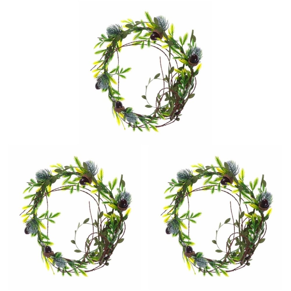 3pcs Silk Rose Hair Wreath Leaves Wreath Headband Festival Headwear Forest Wedding Christmas Pine Cone Wreath Wedding Wreath Faux Sunflower Chrysanthemum Seaside Resort Beaded/4141
