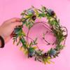 3pcs Silk Rose Hair Wreath Leaves Wreath Headband Festival Headwear Forest Wedding Christmas Pine Cone Wreath Wedding Wreath Faux Sunflower Chrysanthemum Seaside Resort Beaded/4141 view 2