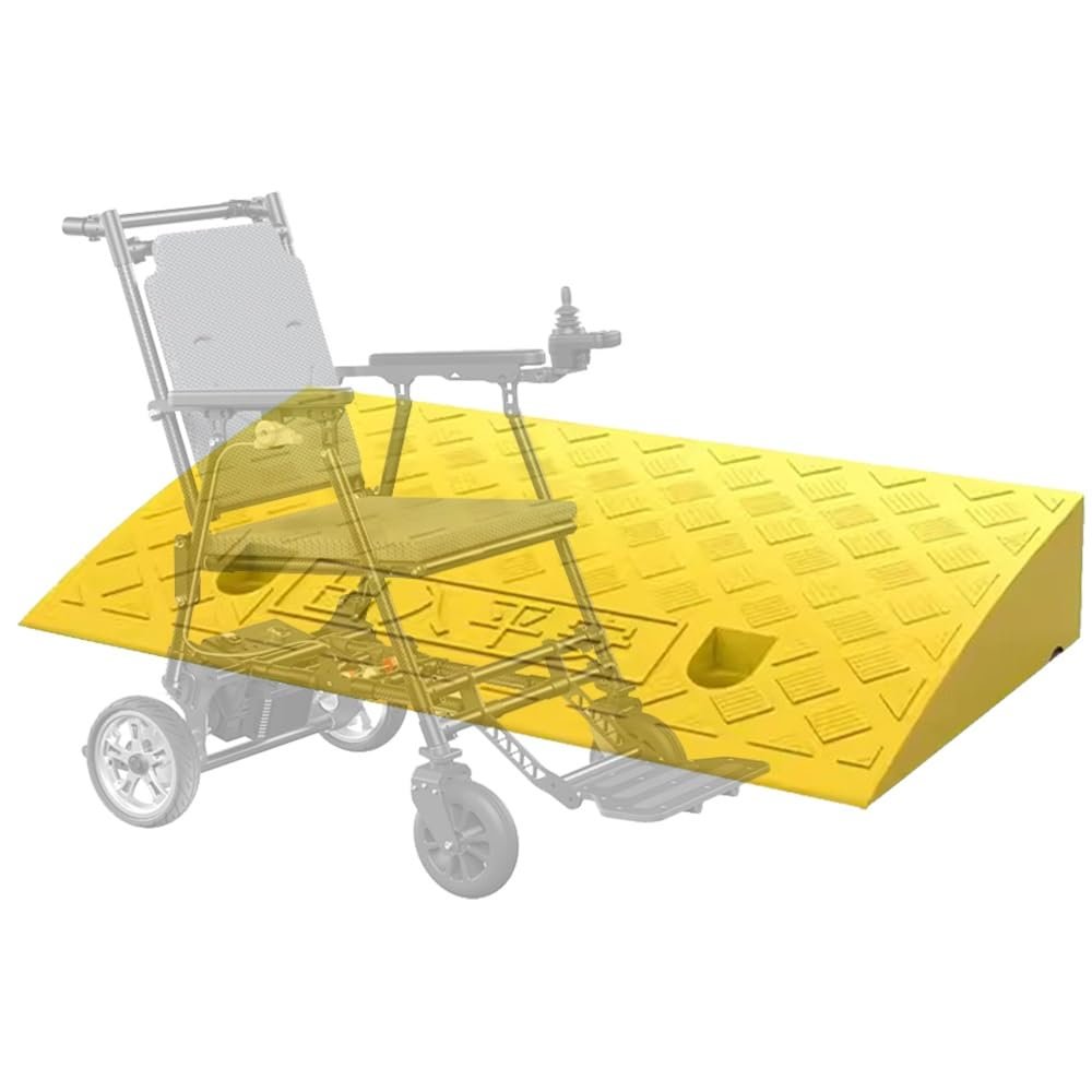 OUKEJNM Curb Ramps 4" Rise Height Threshold Ramp, Non-Slip Wheelchair Ramp, 3" 5" 6" Step Ramp, Entry Ramp for Doorway, Driveway, Scooters and Power Chairs(Yellow,4.7" Rise/12cm)