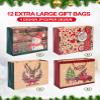 12 Extra large Christmas Gift Paper Bags Bulk with handles -4 Designs Jumbo oversized sacks set for Wrapping Gaint Xmas Holiday Presents view 4