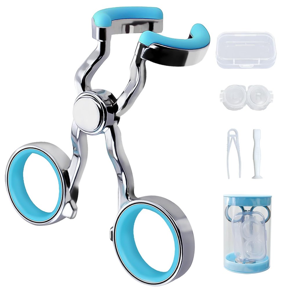 Contact Lens Applicator Tool, Eye Opener for Contact Lens Wearing, Travel Set Contact Lens Wearing Aid Tool with Contact Lens Case, Sucker+Tweezer with Soft Tip