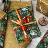 Homeral Reversible Christmas Wrapping Paper Roll - Gold Printed Fly Dove, Poinsettia Flower, Hexagram Star, Letterings for Christmas, New Year Celebration - 17 Inch x 33 Ft(46.8 sq.ft.ttl.) view 4