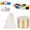 Brass Pill Container, Outdoor Round Shape Brass Box Sealed Practical Jewelry Storage Organizer for Mini Accessories Container (Small) view 3