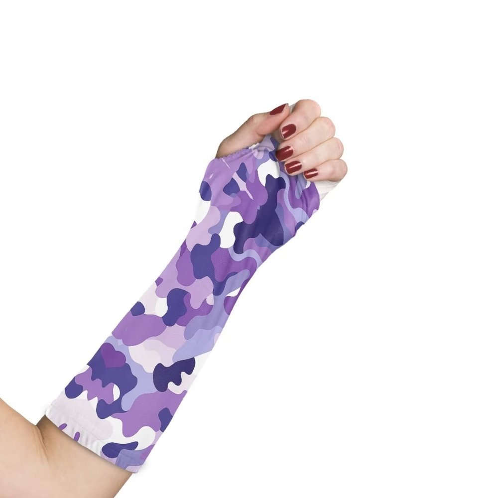 Luarisgur Camo Arm Cast Cover Purple Large Cast Covers Protector Removable and Washable Arm Wrist Elbow Cast Wound Scratcher Protector Sleeves for Arm