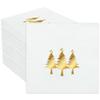 100 PCS Christmas Cocktail Napkins Christmas Gold Foil Paper Napkin Xmas Tree Disposable Napkins 3 Ply White and Gold Beverage Napkin for Xmas Holiday Kitchen Dinner Party Supplies, 5 x 5 Inch view 1