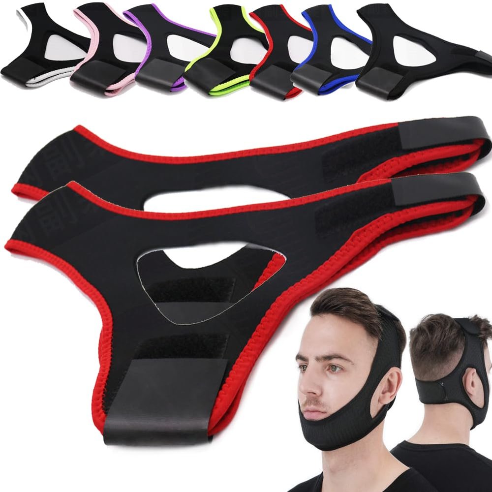 Airflow Jaw Strap Veralabs, Veralabs Air Flow Jaw Strap, Airflow Jaw Strap, Adjustable Jaw Strap for Sleeping Close Mouth, Anti Snoring Chin Strap for Women Men Snoring (Red,2 Pcs)