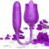 Easy to Operate Rose Shape Toys Update Model 3 in 1 Rose Toy with Tongue Licking, Thrusting and Vibrating Adult Tools PZ3+6 * 2 Roses Purple view 1