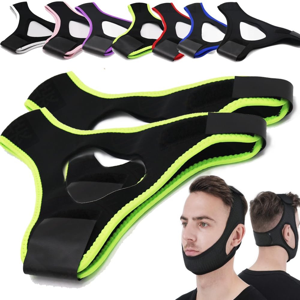 Airflow Jaw Strap Veralabs, Veralabs Air Flow Jaw Strap, Airflow Jaw Strap, Adjustable Jaw Strap for Sleeping Close Mouth, Anti Snoring Chin Strap for Women Men Snoring (Green,3 Pcs)