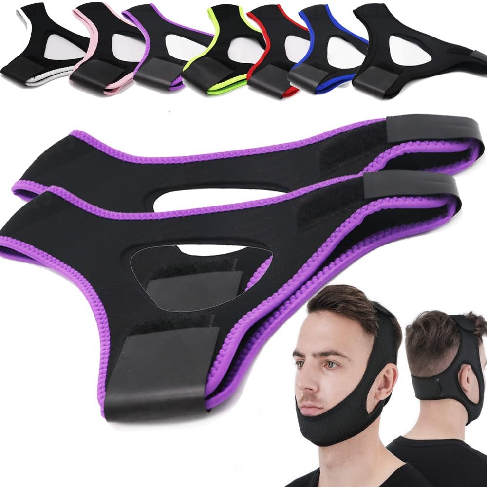 Airflow Jaw Strap Veralabs, Veralabs Air Flow Jaw Strap, Airflow Jaw Strap, Adjustable Jaw Strap for Sleeping Close Mouth, Anti Snoring Chin Strap for Women Men Snoring (Purple,1 Pcs)