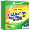 BORMSI Laundry Detergent Sheets Fresh Scent 120 Loads No Plastic Jug, Travel Laundry Soap Detergent 60 Sheets view 1