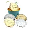 12 Pieces Round Floral Happy Thanksgiving Acrylic Cupcake Disc, Thanksgiving Mini Cake Topper Party Supplies view 1