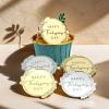 12 Pieces Round Floral Happy Thanksgiving Acrylic Cupcake Disc, Thanksgiving Mini Cake Topper Party Supplies view 3
